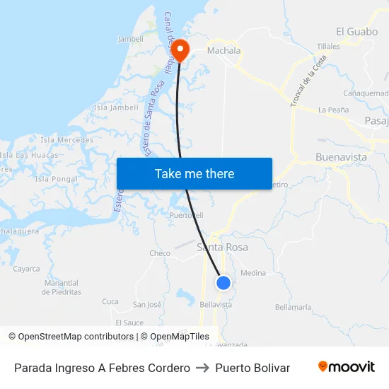 Parada Ingreso A Febres Cordero to Puerto Bolivar map