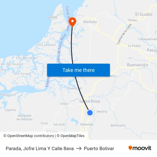 Parada, Jofre Lima Y Calle 8ava to Puerto Bolivar map