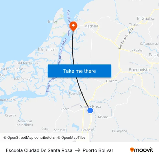 Escuela Ciudad De Santa Rosa to Puerto Bolivar map