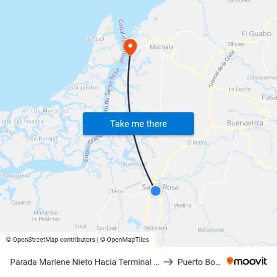 Parada Marlene Nieto Hacia Terminal Terrestre to Puerto Bolivar map