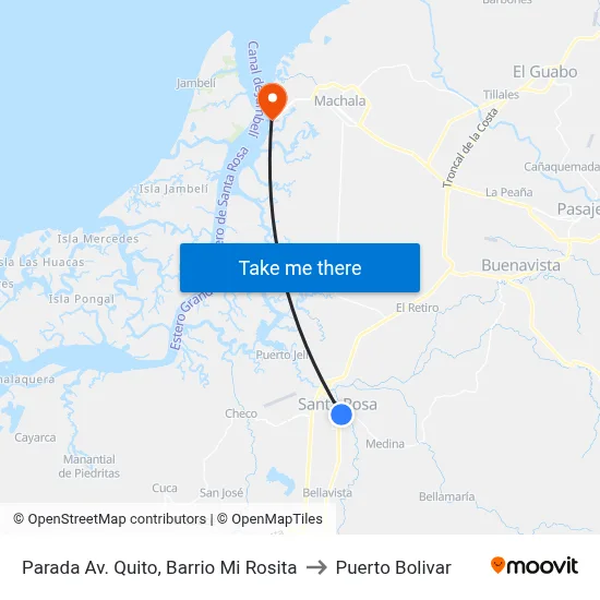 Parada Av. Quito, Barrio Mi Rosita to Puerto Bolivar map