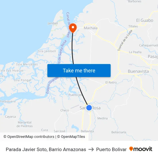 Parada Javier Soto, Barrio Amazonas to Puerto Bolivar map