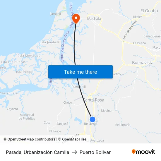 Parada, Urbanización Camila to Puerto Bolivar map