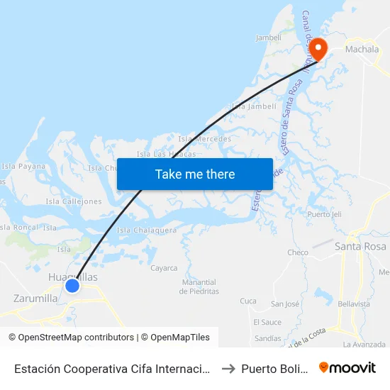 Estación Cooperativa Cifa Internacional to Puerto Bolivar map