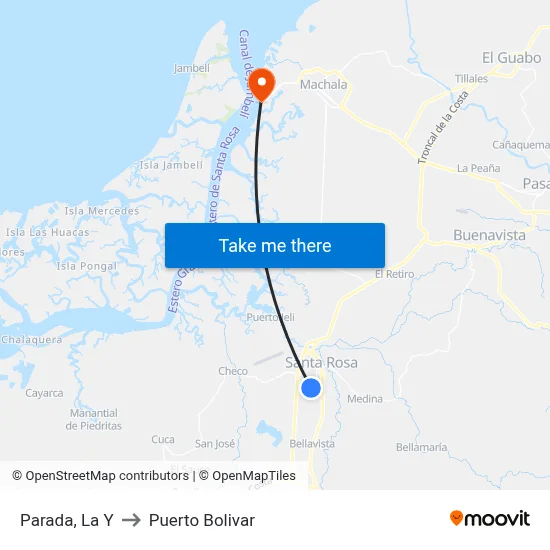 Parada, La Y to Puerto Bolivar map