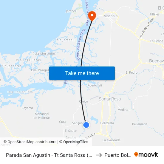 Parada San Agustin - Tt Santa Rosa (Retorno) to Puerto Bolivar map