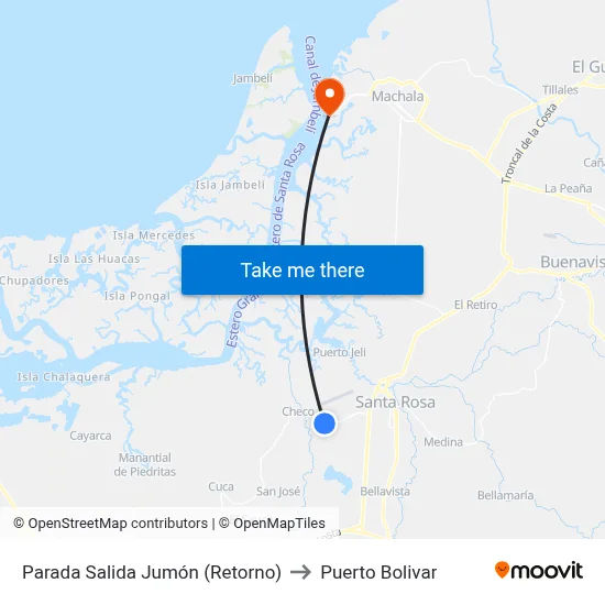 Parada Salida Jumón (Retorno) to Puerto Bolivar map