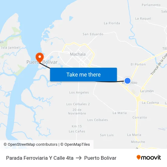 Parada Ferroviaria Y Calle 4ta to Puerto Bolivar map