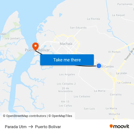 Parada Utm to Puerto Bolivar map