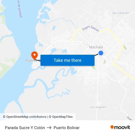 Parada Sucre Y Colón to Puerto Bolivar map