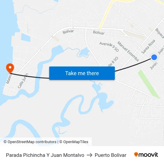 Parada Pichincha Y Juan Montalvo to Puerto Bolivar map