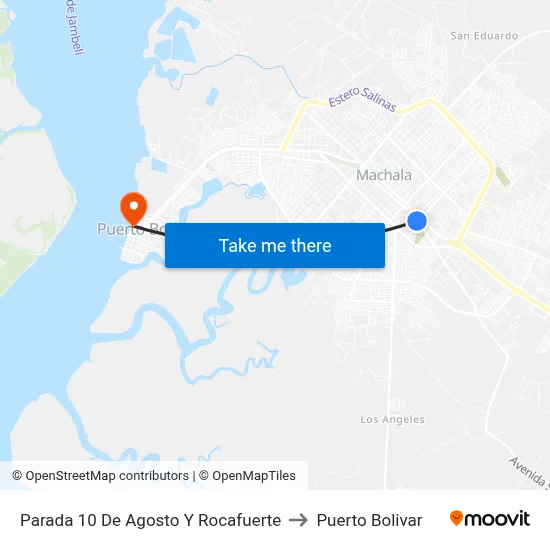 Parada 10 De Agosto Y Rocafuerte to Puerto Bolivar map