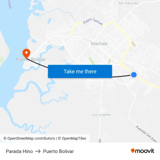 Parada Hino to Puerto Bolivar map