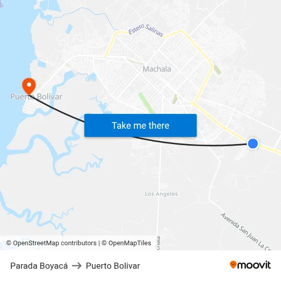 Parada Boyacá to Puerto Bolivar map
