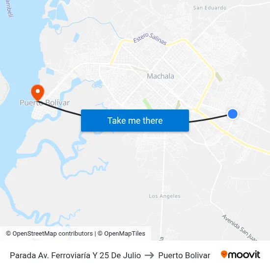 Parada Av. Ferroviaría Y 25 De Julio to Puerto Bolivar map