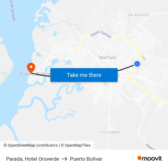 Parada, Hotel Oroverde to Puerto Bolivar map