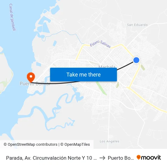 Parada, Av. Circunvalación Norte Y 10 De Agosto to Puerto Bolivar map
