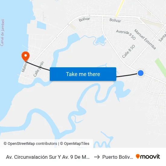 Av. Circunvalación Sur Y Av. 9 De Mayo to Puerto Bolivar map