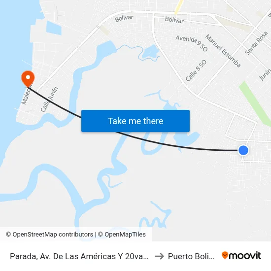 Parada, Av. De Las Américas Y 20va Sur to Puerto Bolivar map