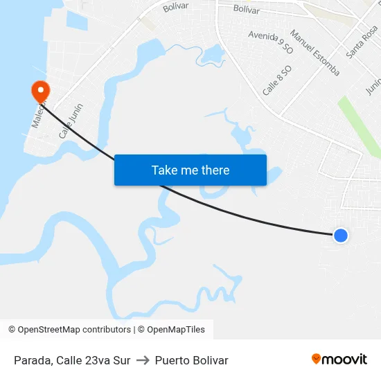 Parada, Calle 23va Sur to Puerto Bolivar map