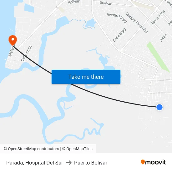 Parada, Hospital Del Sur to Puerto Bolivar map