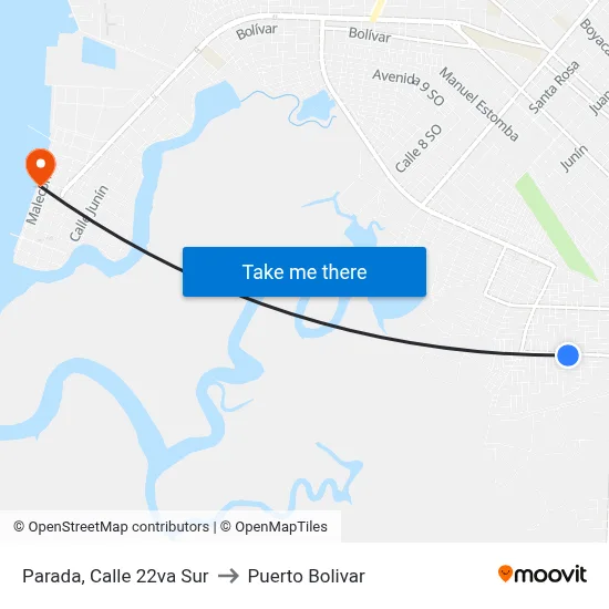 Parada, Calle 22va Sur to Puerto Bolivar map