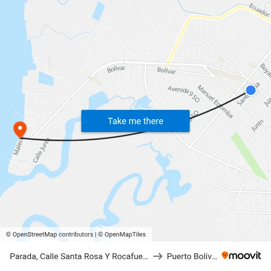 Parada, Calle Santa Rosa Y Rocafuerte to Puerto Bolivar map