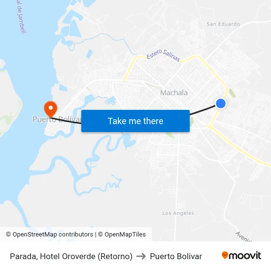 Parada, Hotel Oroverde (Retorno) to Puerto Bolivar map