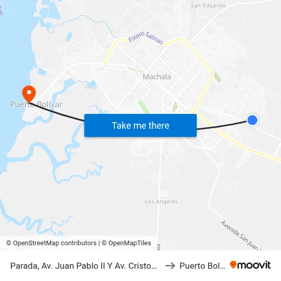 Parada, Av. Juan Pablo II Y Av. Cristobal Colón to Puerto Bolivar map