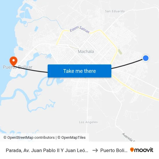 Parada, Av. Juan Pablo II Y Juan León Mera to Puerto Bolivar map