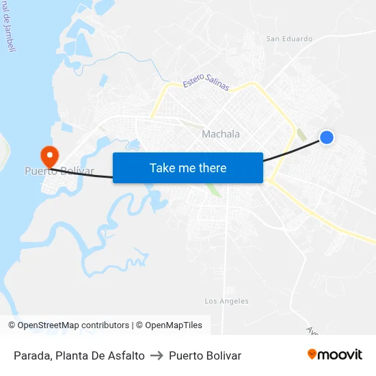 Parada, Planta De Asfalto to Puerto Bolivar map