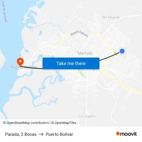 Parada, 2 Bocas to Puerto Bolivar map