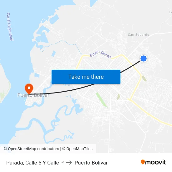 Parada, Calle 5 Y Calle P to Puerto Bolivar map