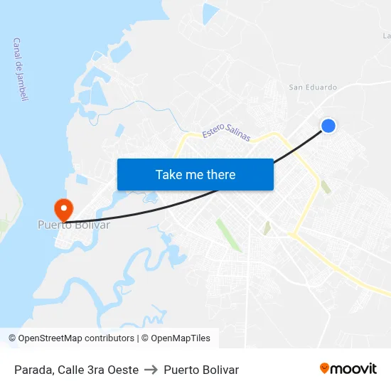 Parada, Calle 3ra Oeste to Puerto Bolivar map