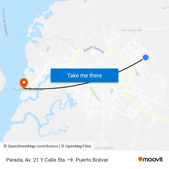 Parada, Av. 21 Y Calle 5ta to Puerto Bolivar map