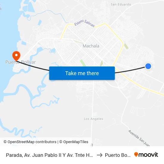 Parada, Av. Juan Pablo II Y Av. Tnte Hugo Ortíz to Puerto Bolivar map