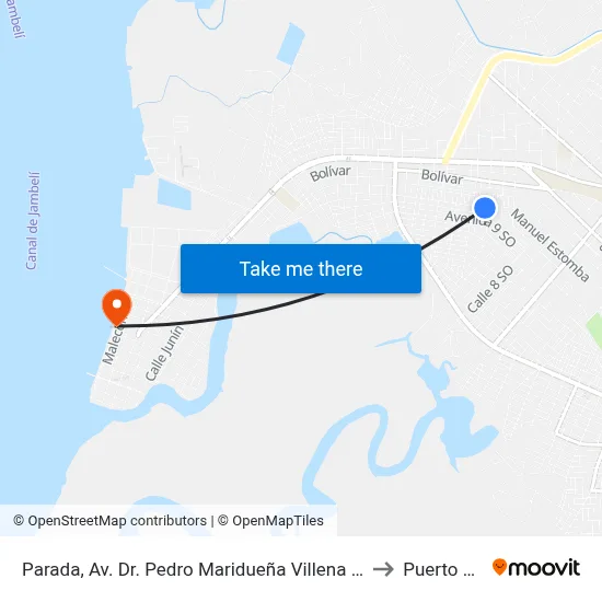 Parada, Av. Dr. Pedro Maridueña Villena Y Calle 16ava Oeste to Puerto Bolivar map