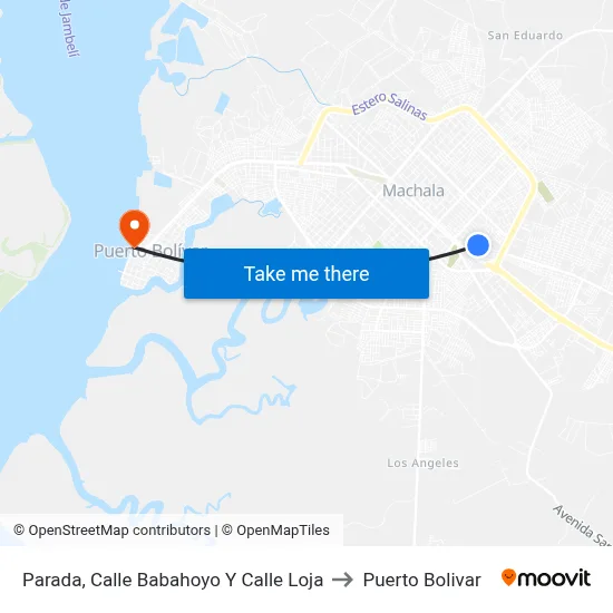 Parada, Calle Babahoyo Y Calle Loja to Puerto Bolivar map