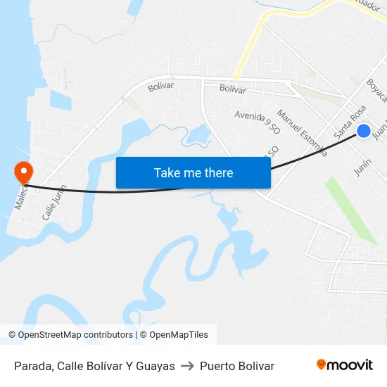Parada, Calle Bolívar Y Guayas to Puerto Bolivar map