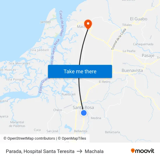 Parada, Hospital Santa Teresita to Machala map