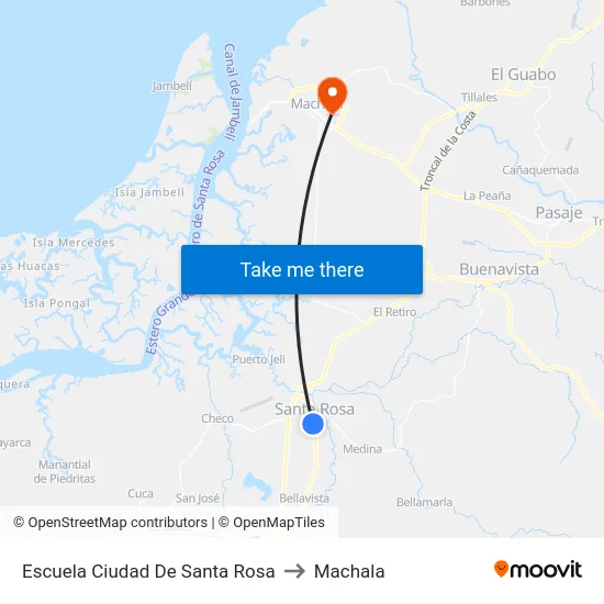 Escuela Ciudad De Santa Rosa to Machala map