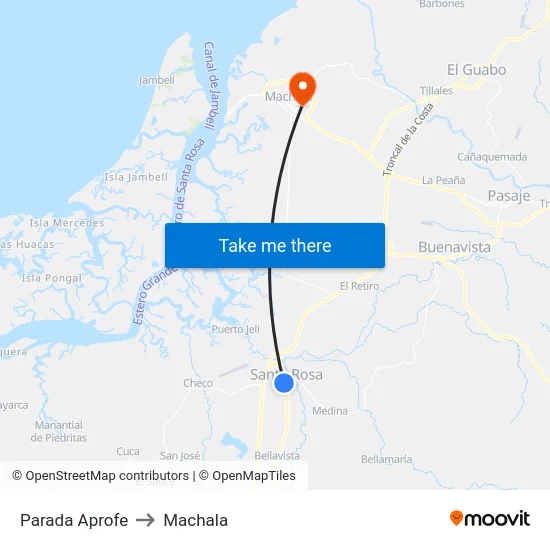 Parada Aprofe to Machala map