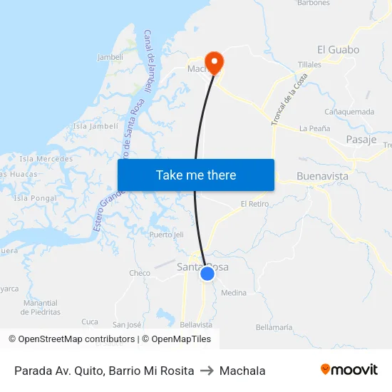 Parada Av. Quito, Barrio Mi Rosita to Machala map