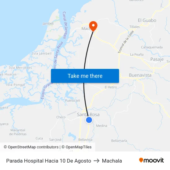Parada Hospital Hacia 10 De Agosto to Machala map