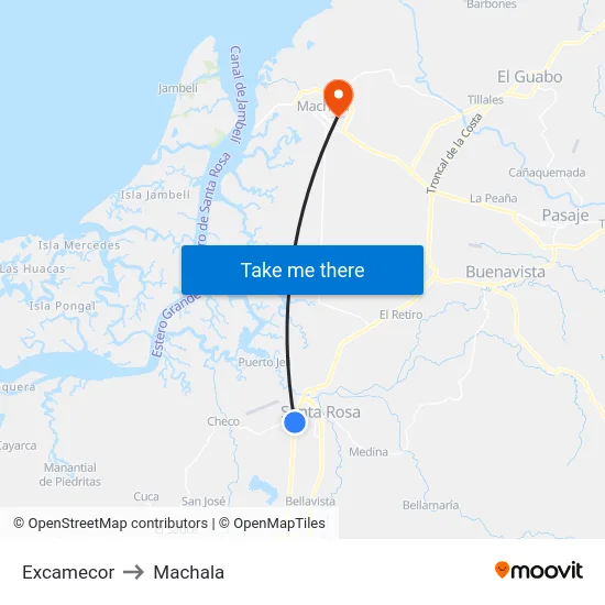 Excamecor to Machala map