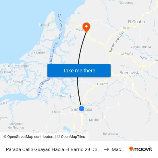 Parada Calle Guayas Hacia El Barrio 29 De Noviembre to Machala map