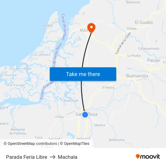 Parada Feria Libre to Machala map