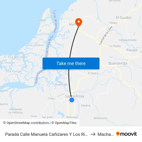 Parada Calle Manuela Cañizares Y Los Ríos to Machala map