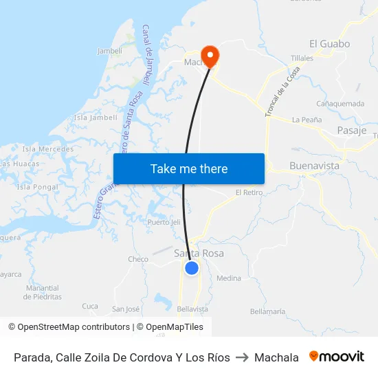 Parada, Calle Zoila De Cordova Y Los Ríos to Machala map