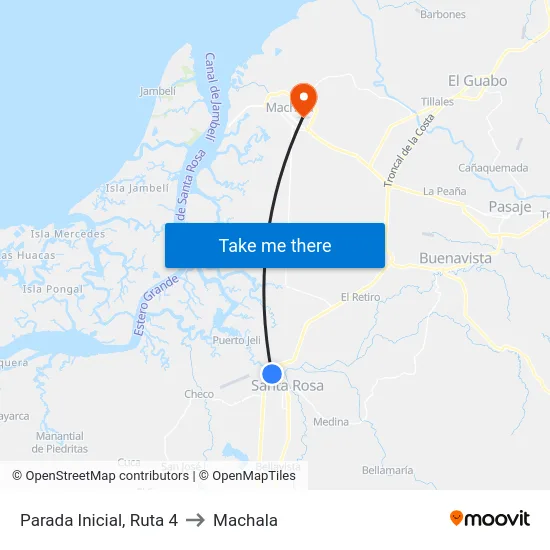 Parada Inicial, Ruta 4 to Machala map